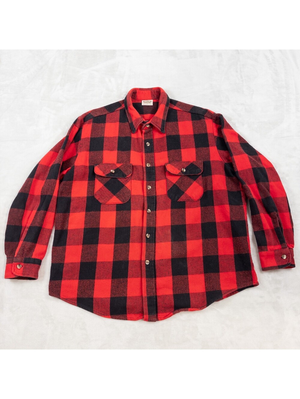 Five Brother Mens Flannel Shirt Size XL Red Black Plaid Heavyweight Cotton